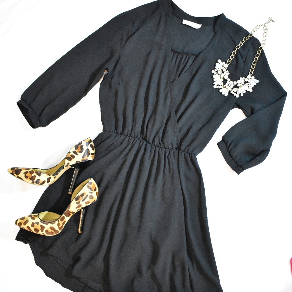 LUSH Women's Black Flowing Dress